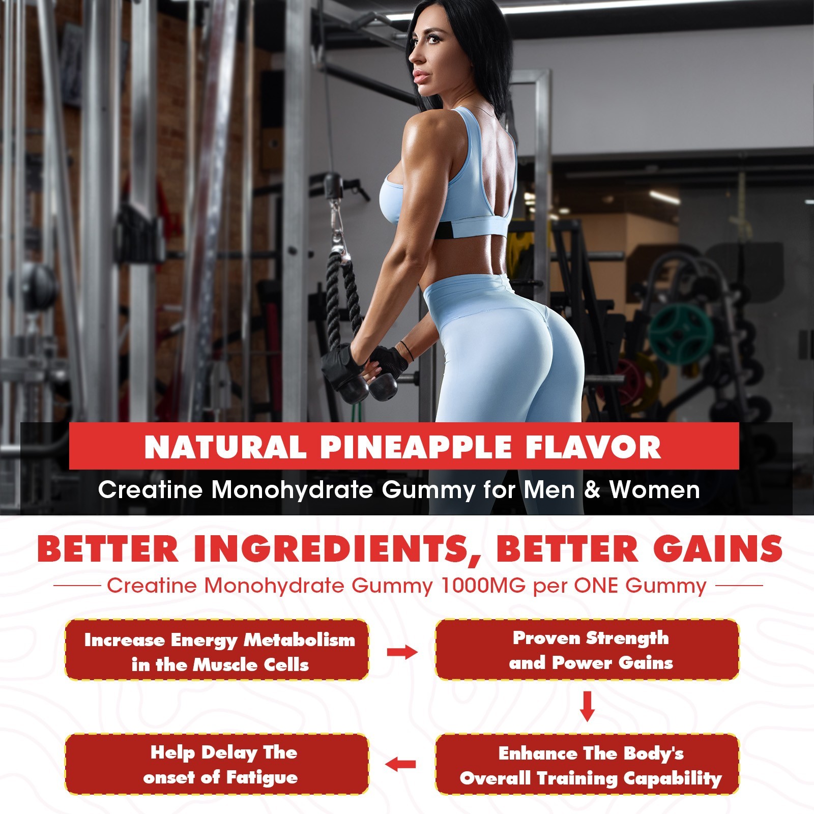 Creatine Monohydrate Gummies for Men & Women Muscle Power & Endurance Boosts