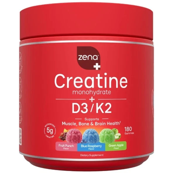Zena Creatine Gummies D3 K2 Variety Pack Muscle Recovery Energy Supplement