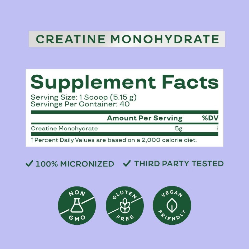 Creatine Monohydrate Vegan Supplement Powder – Unflavored – 7.3oz/40 Servings