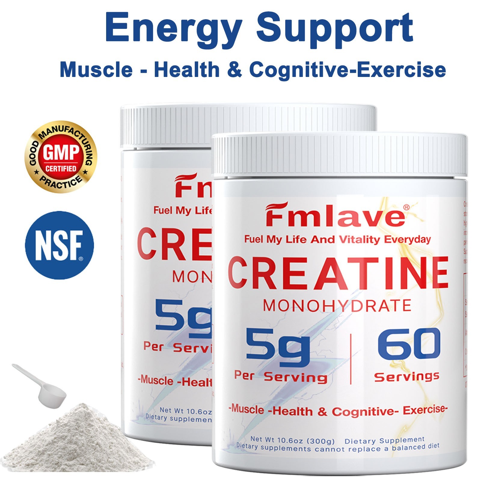 Micronized Creatine Monohydrate Powder 600g, 120 Servings, Unflavored Creatine