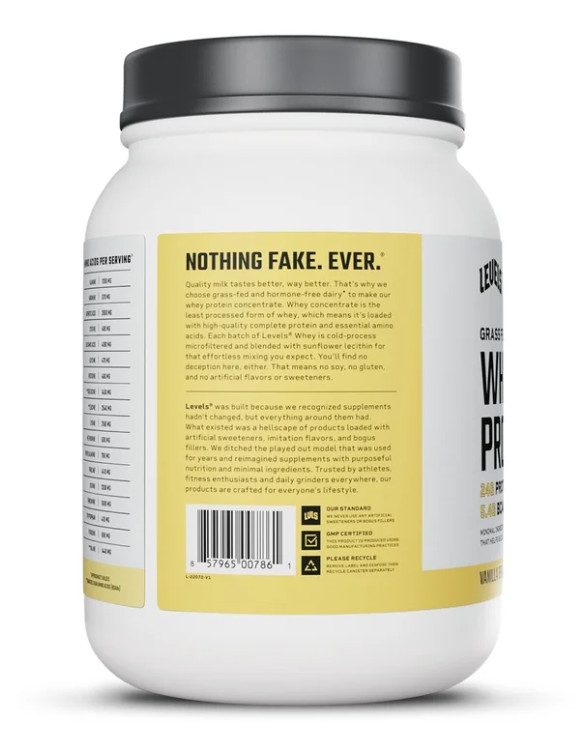 Levels Grass Fed Whey Protein, Vanilla Bean, 1.48 lb