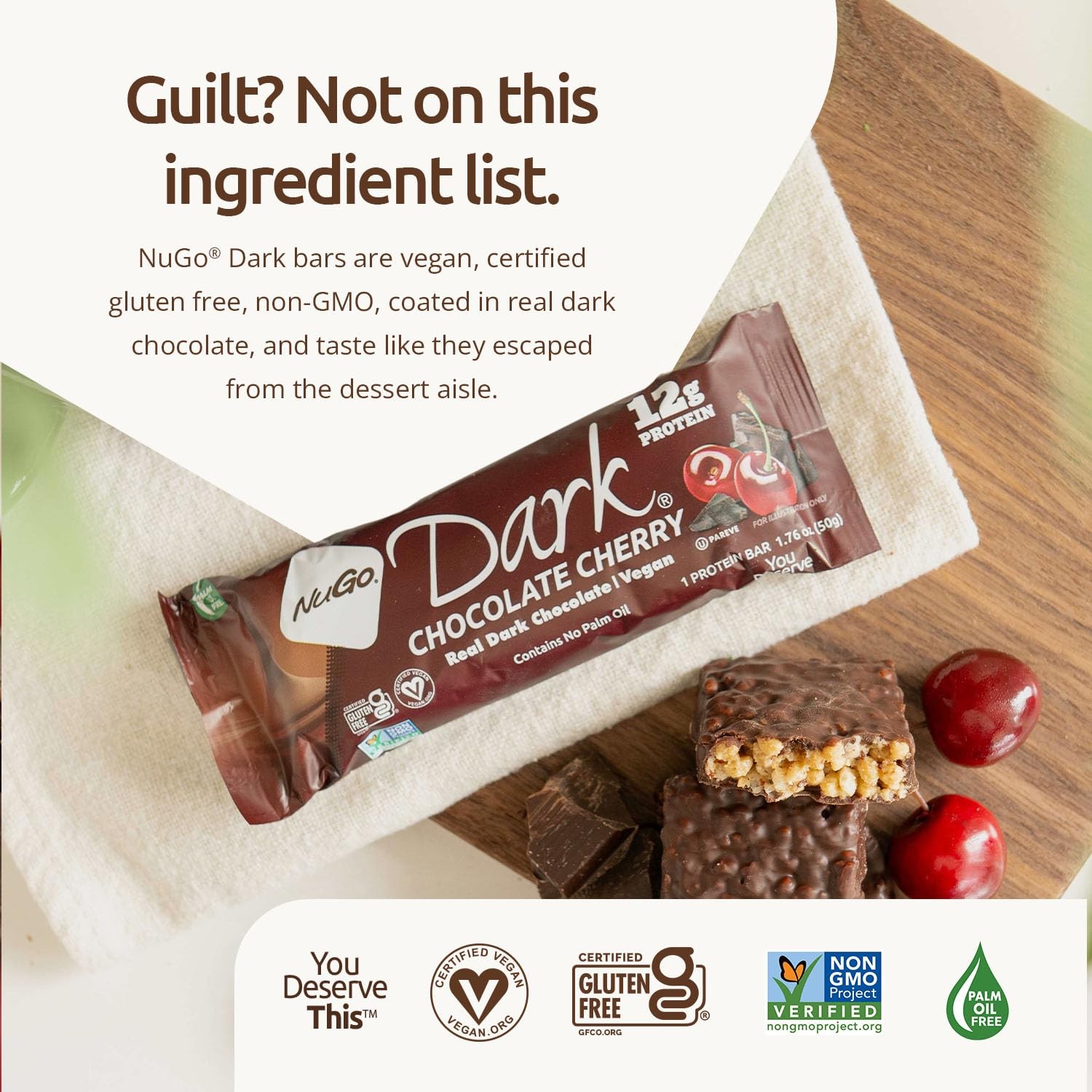 Nugo Dark Chocolate Pretzel Sea Salt 12G Protein Bar Vegan Gluten Non-Gmo