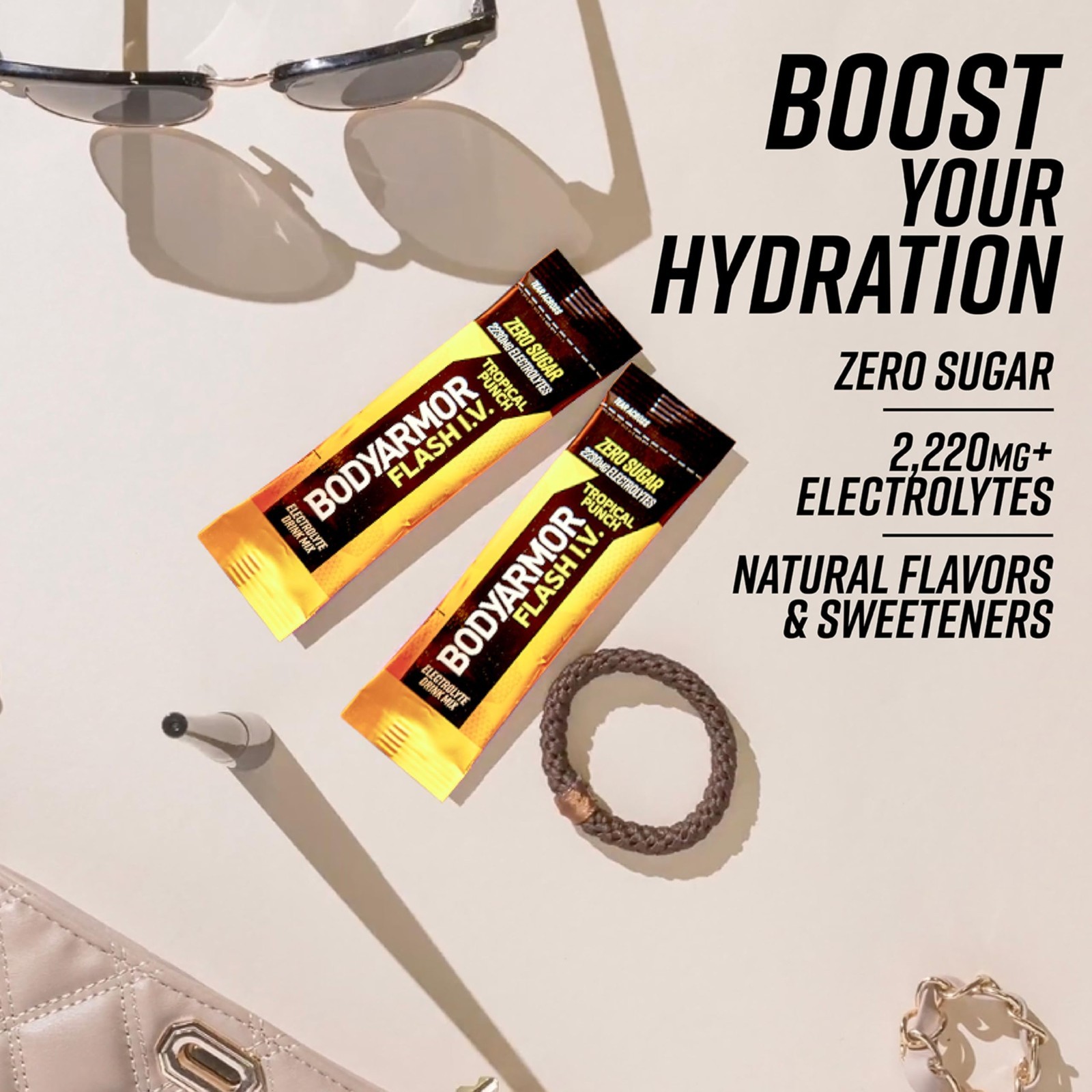 Electrolyte Drink Mix Packets, Tropical Punch, Zero Sugar, Coconut Water Powder,