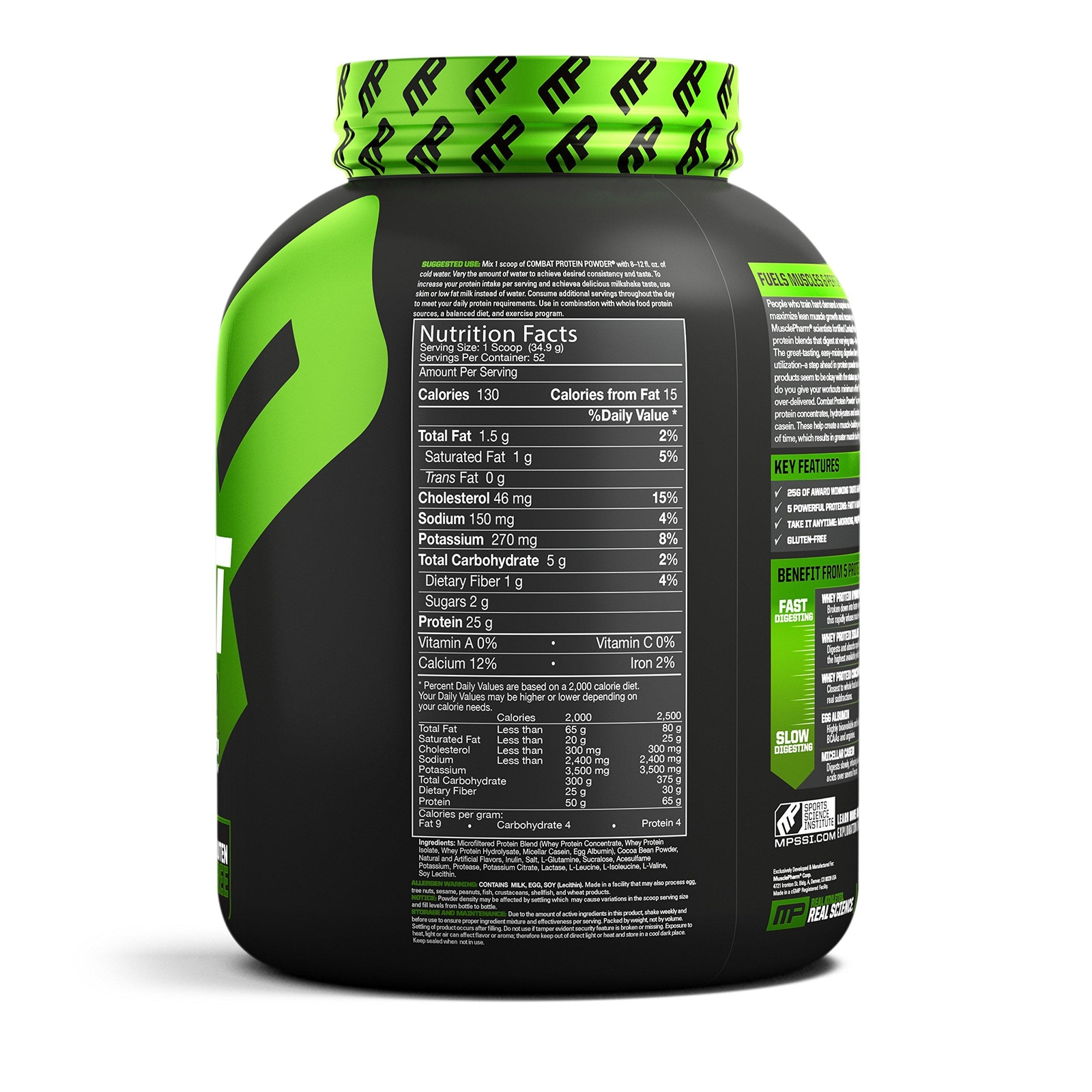 MusclePharm Combat Protein Powder Essential Whey Protein Powder Isolate 4.1-Lbs