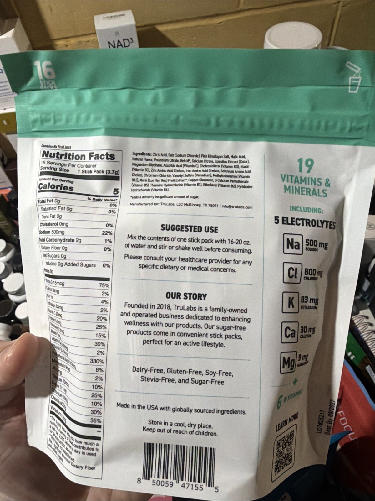 Hydrate Electrolyte Drink Mix 16 Stick Packs