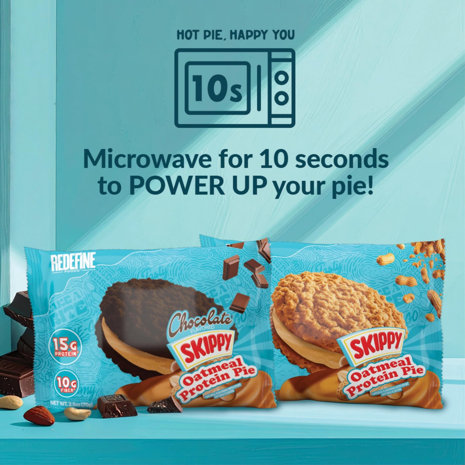 Redefine Foods Oatmeal Protein Pie SKIPPY Chocolate 8 Count 15g Protein Per Serv
