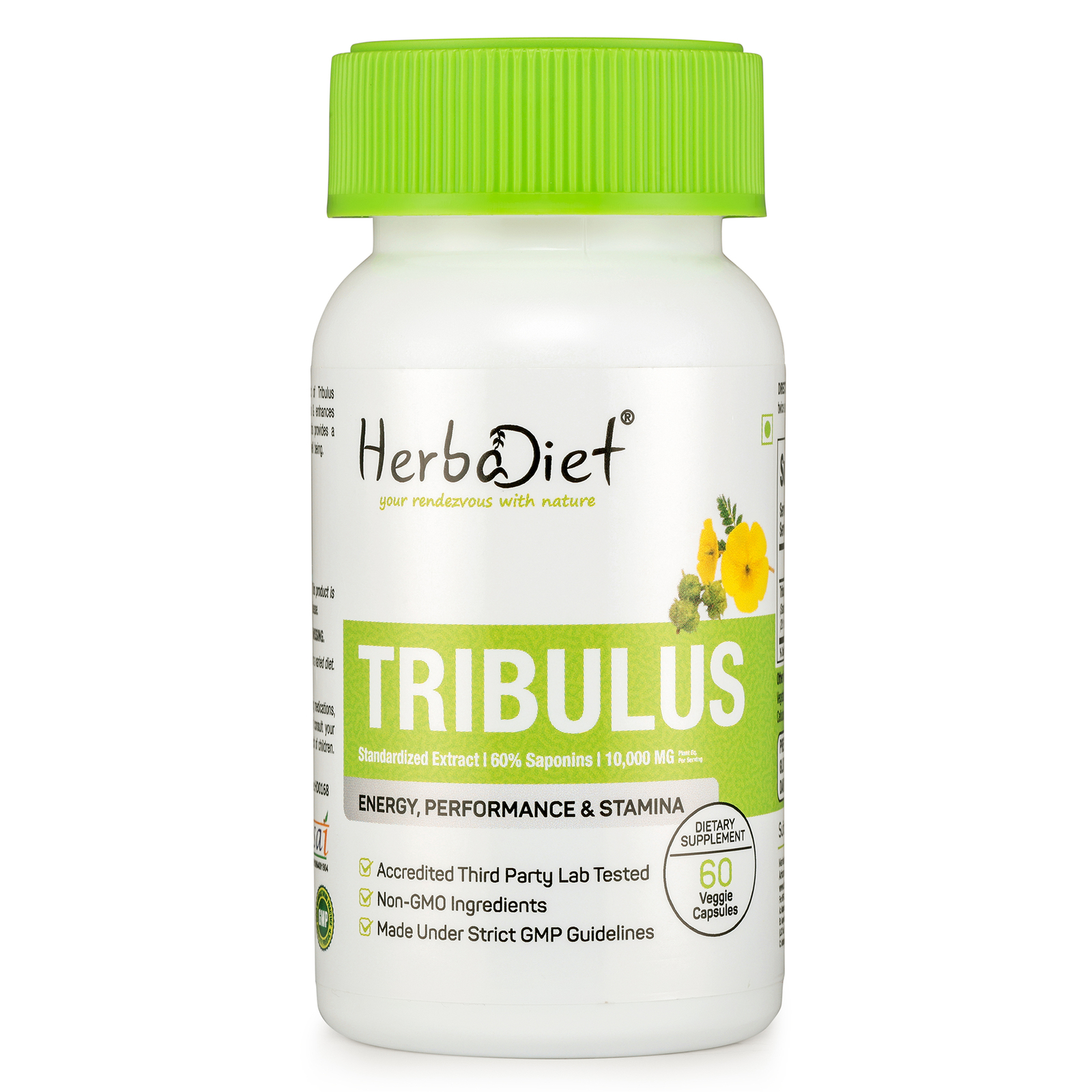 Tribulus Terrestris Extract Capsules 60% Saponins STRONG Effective Muscle Boost