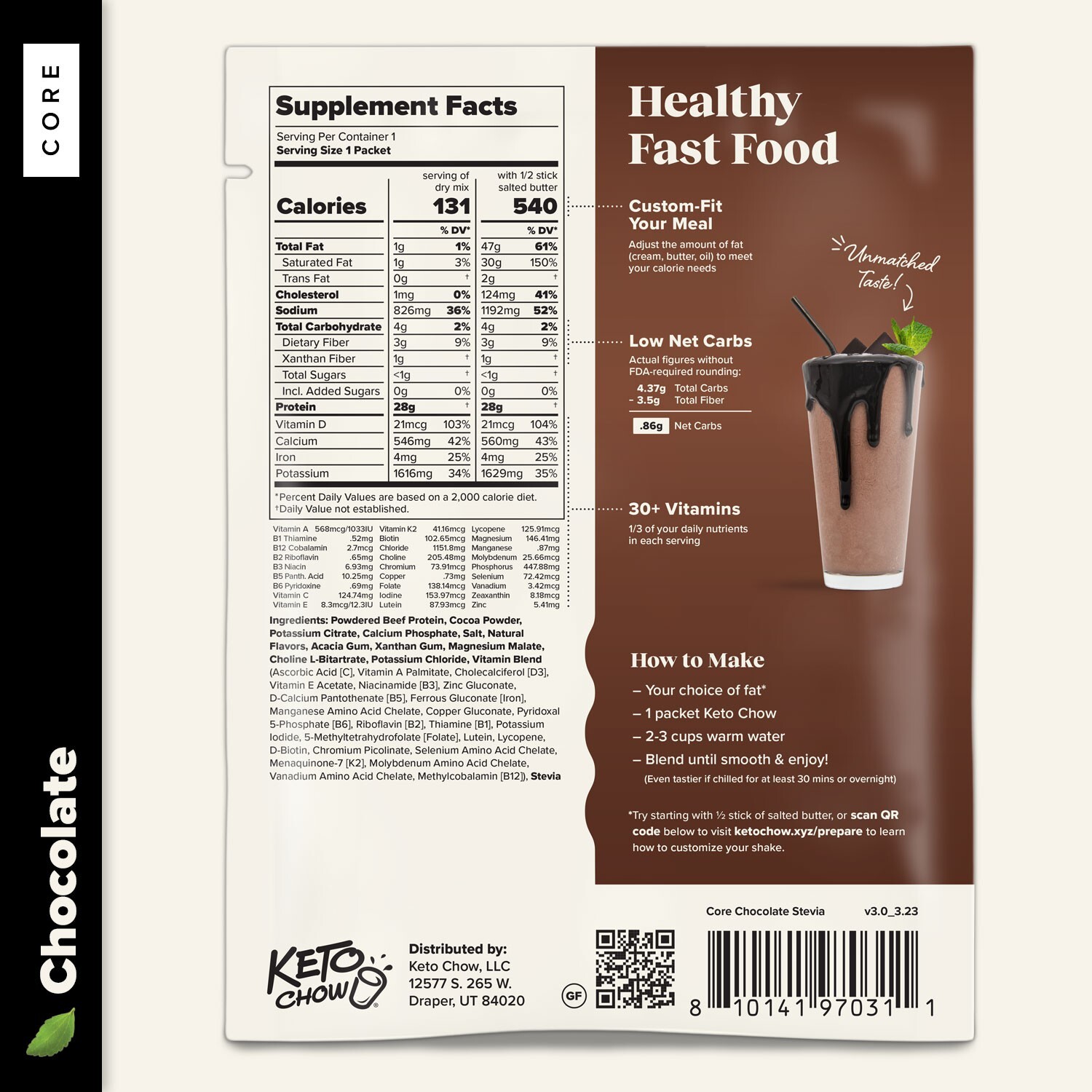 Chocolate Keto Chow CORE – Stevia