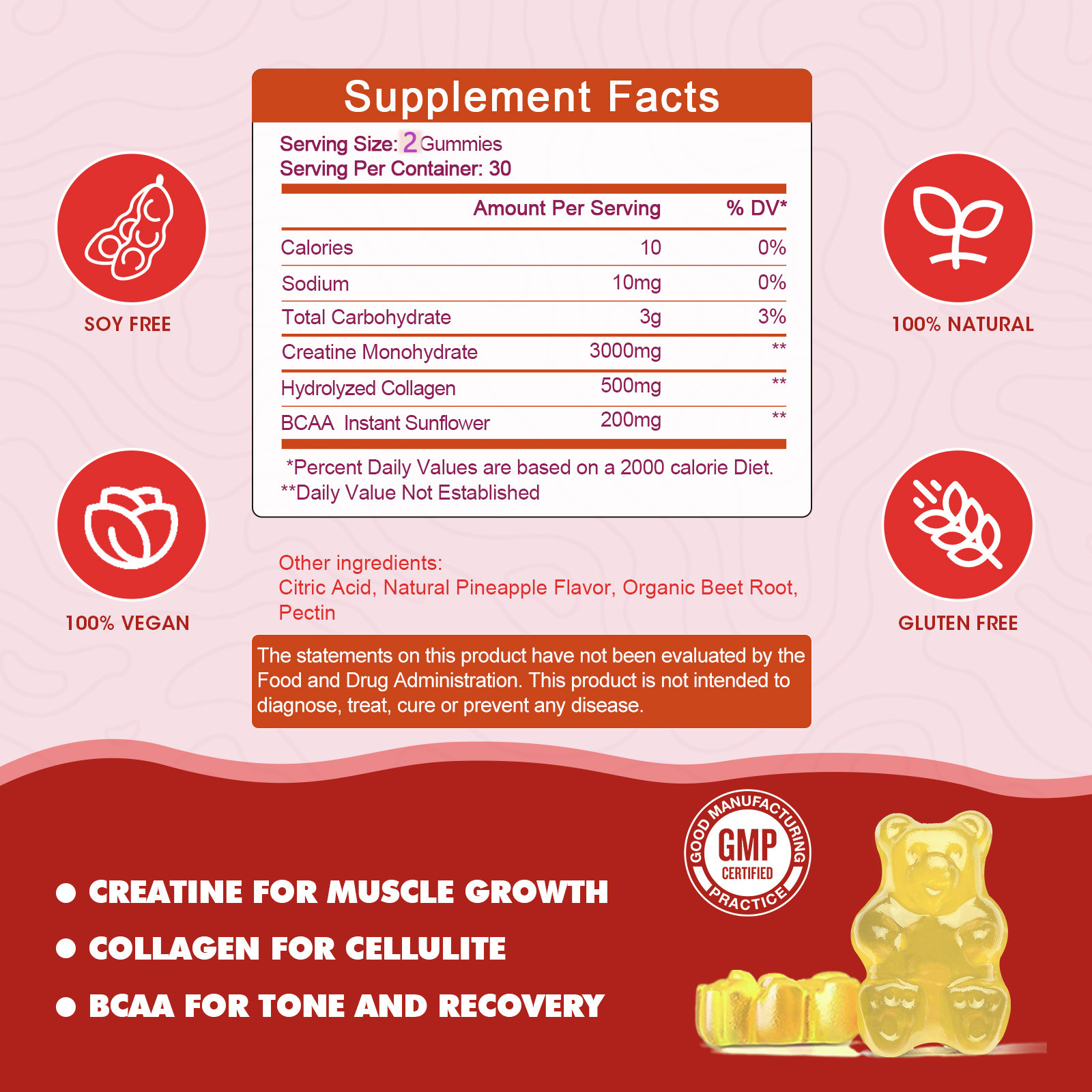 Creatine Monohydrate Gummies for Men & Women Muscle Power & Endurance Boosts