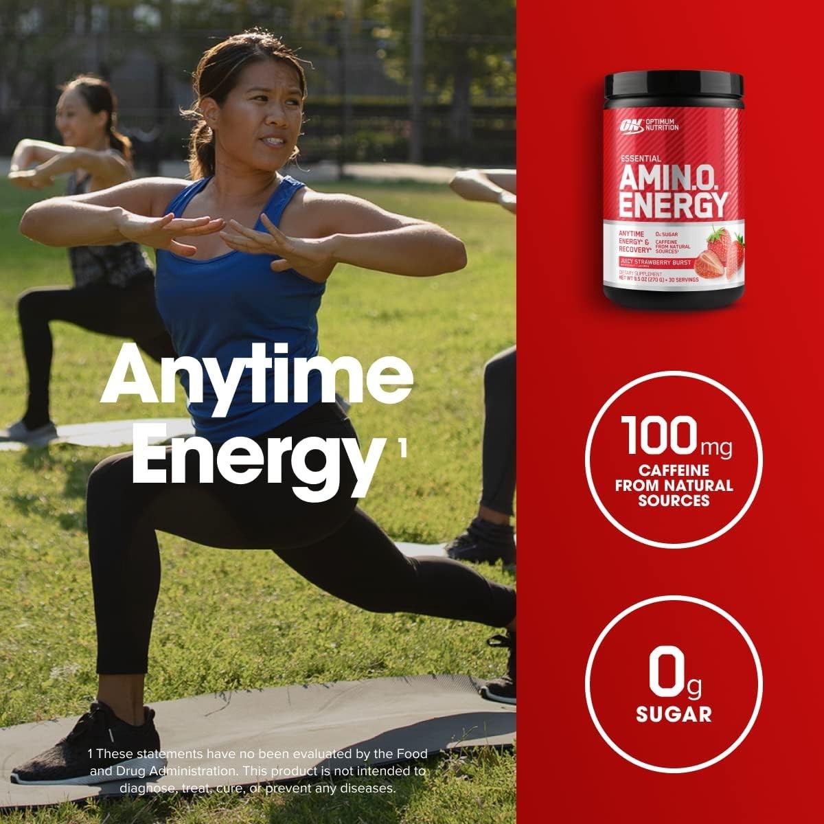 Essential Amino Energy Powder – Juicy Strawberry, 30 Servings, Energy Boost