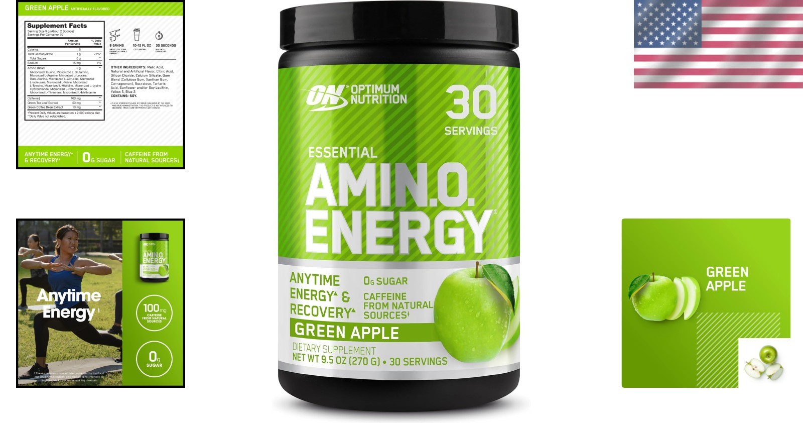 Essential Amino Energy – Green Apple Pre-Workout, 30 Servings for Enhanced Focus