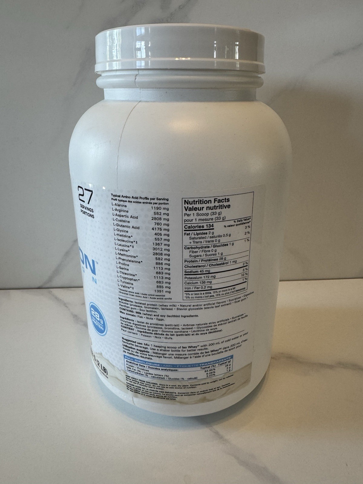REVOLUTION NUTRITION ISO WHEY 27 Servings 2 LB. Vanilla Cake 28g Protein 02/2028