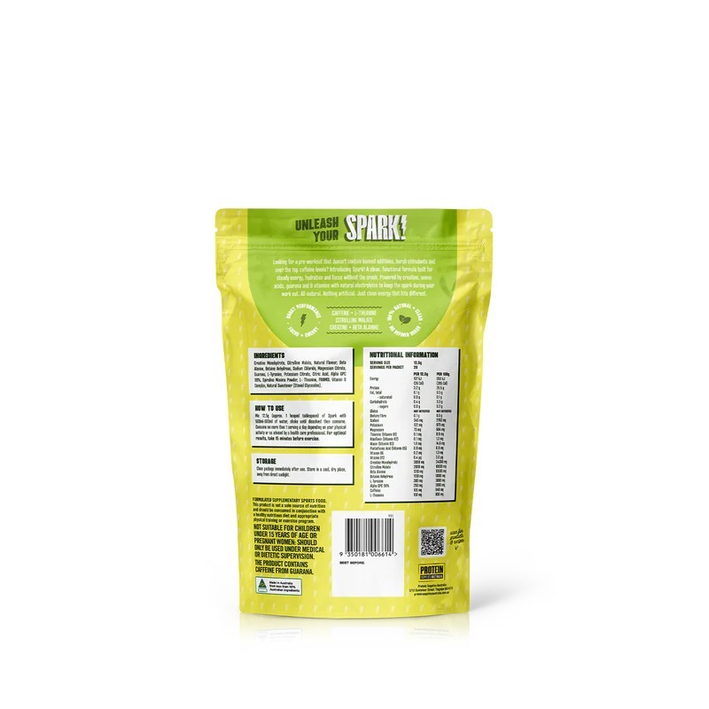 New Protein Supplies Australia Spark The Natural Pre-Workout Sour Apple 250g