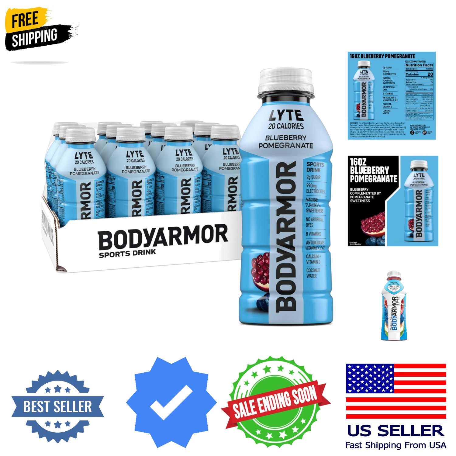 Lyte Sports Drink Low-Calorie Beverage, Blueberry Pomegranate, Coconut Water …
