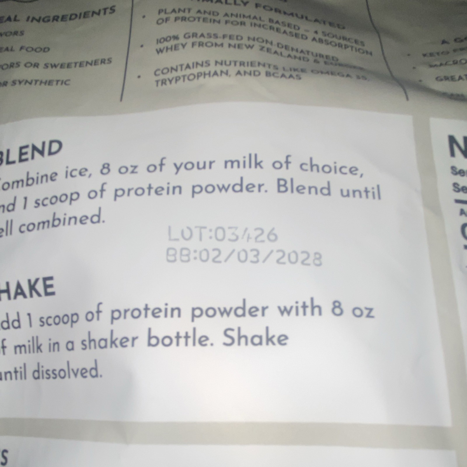 Just Ingredients Vanilla Bean Whey Protein Powder NSF Keto 1.8lb 25sv