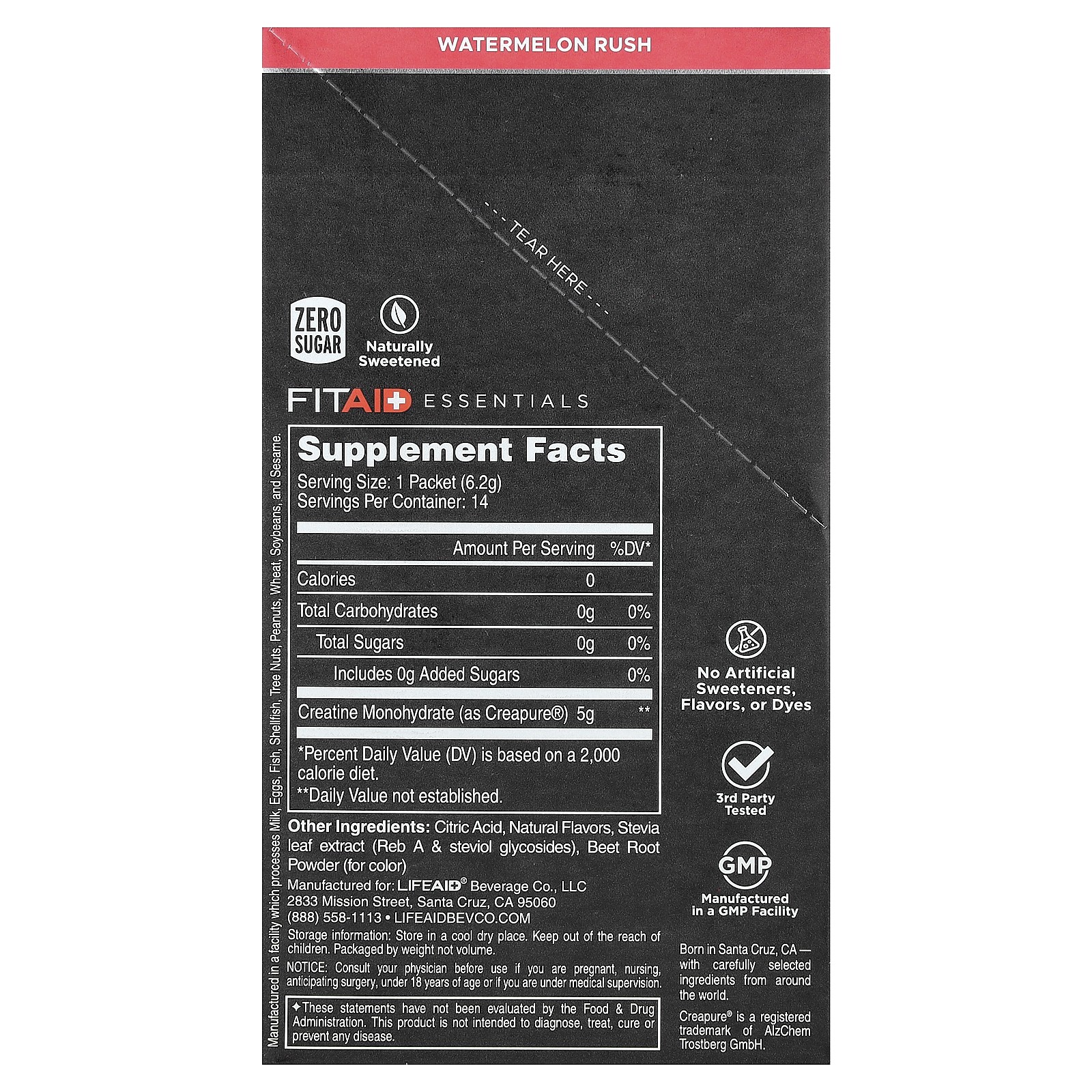 Essentials, Creatine Monohydrate, Watermelon Rush, 14 Sticks, 0.22 oz (6.2 g)