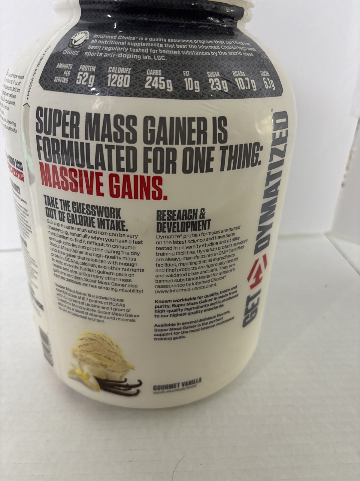 Super Mass Gainer Protein Powder – 1280 Calories, 52g Protein, Gourmet Vanilla