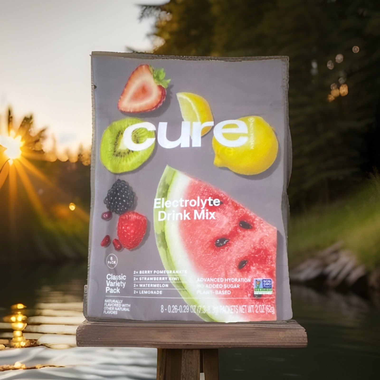 Cure Electrolyte Drink Mix Sugar-Free Plant-Based Classic Variety Pack 8 Packets