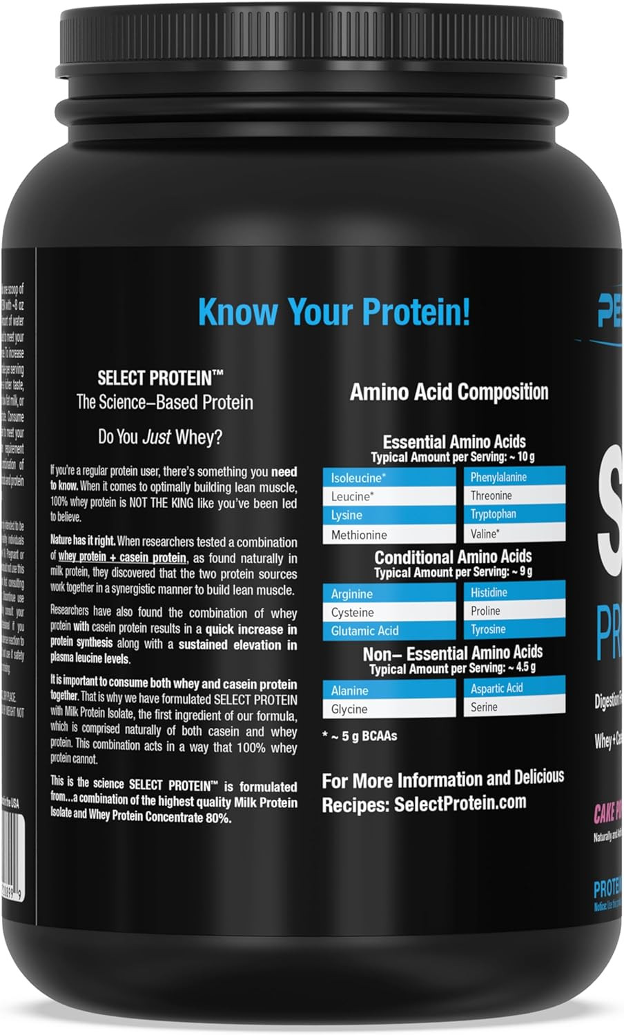 Select Protein Powder, Whey and Casein Blend, Lean Protein Powder