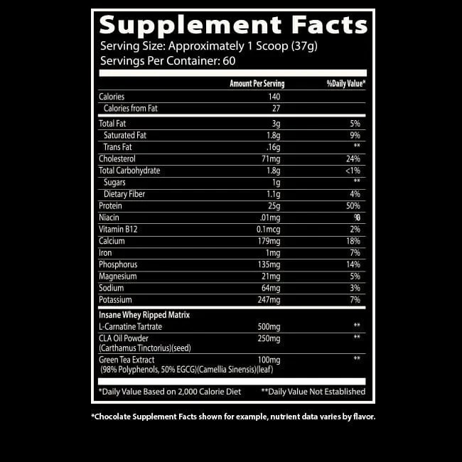INSANE WHEY RIPPED VANILLA PROTEIN BY INSANE LABZ GREAT TASTING FAT BURNING