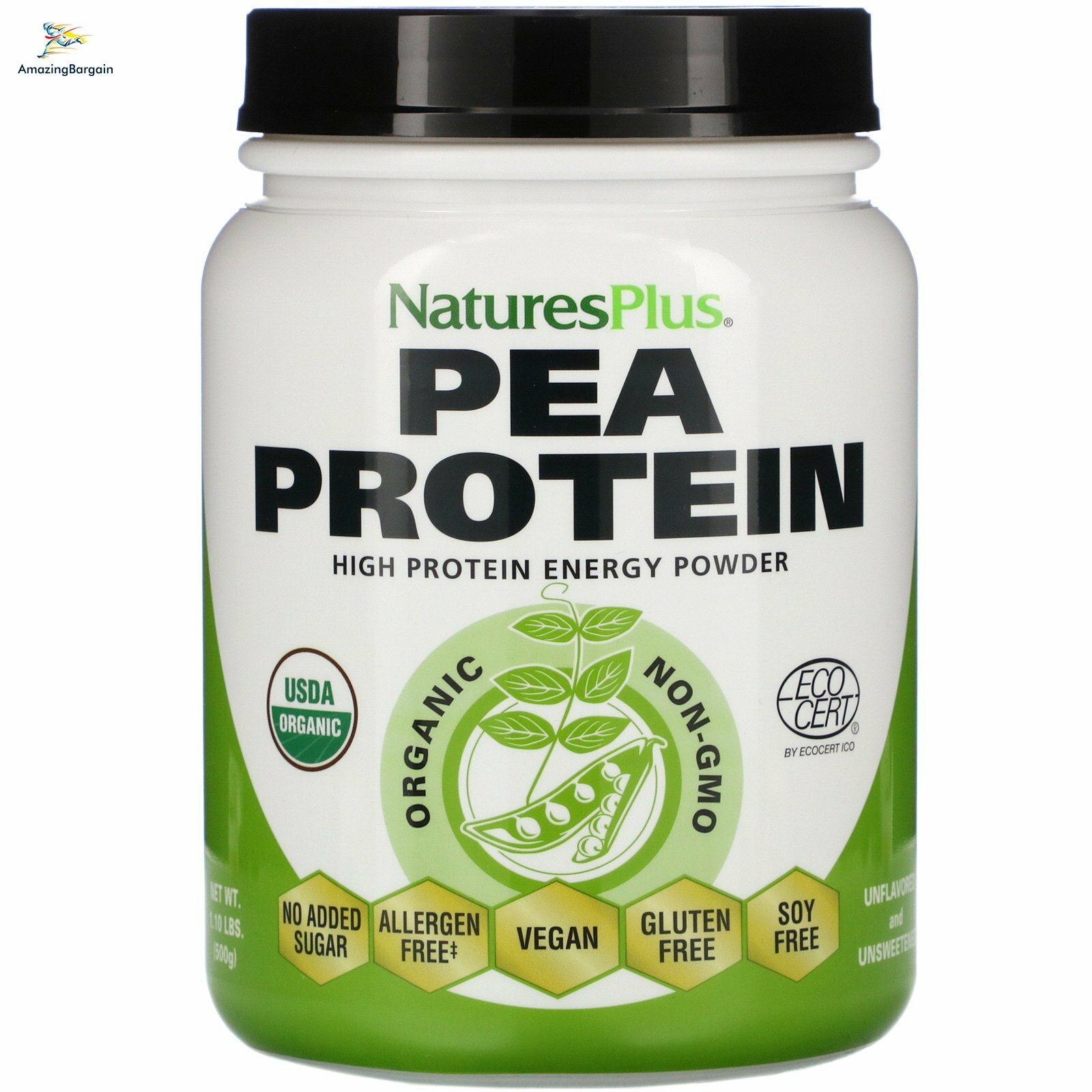 Nature’s Plus, Organic Pea Protein Powder, 1.10 lbs (500 g)