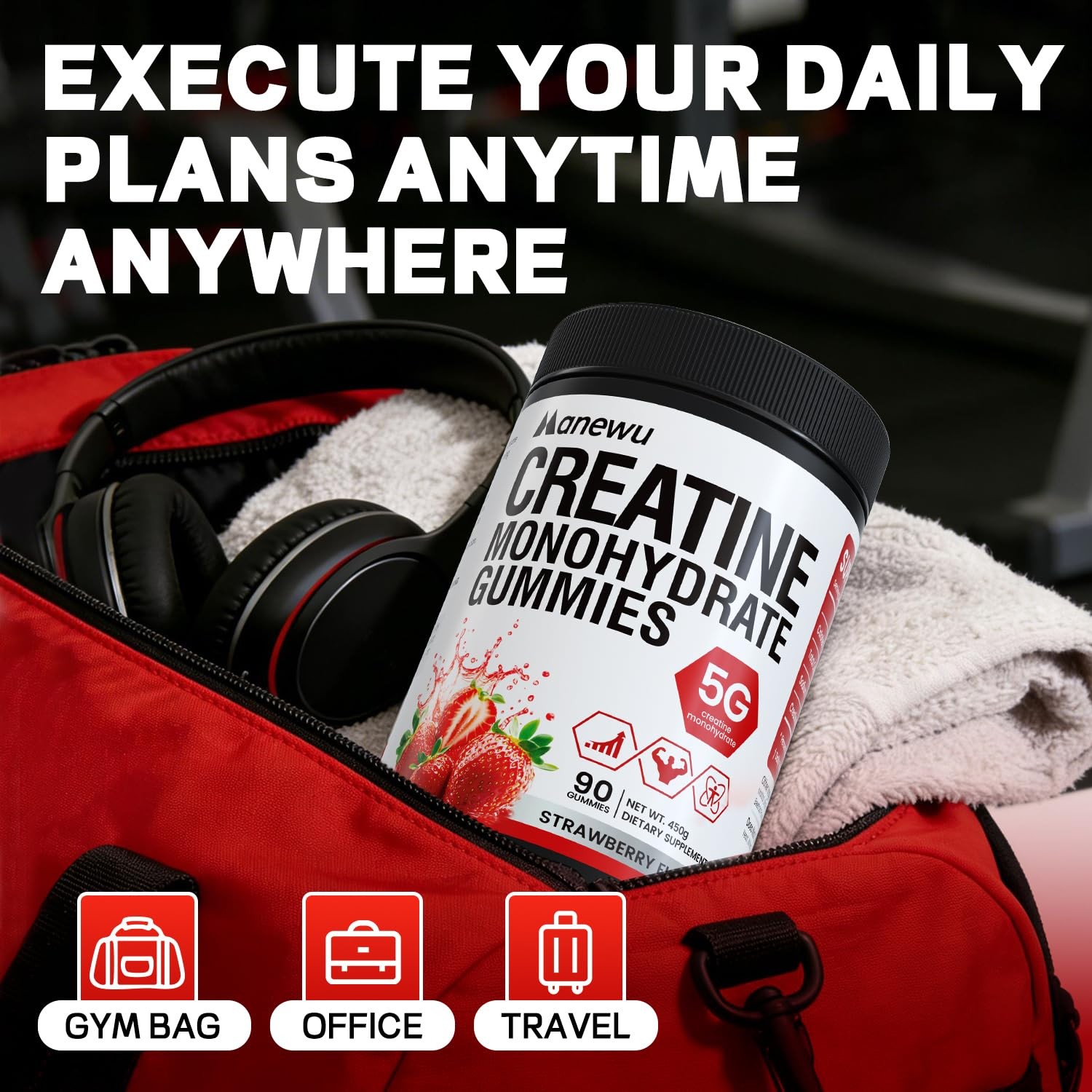 99.9% Creatine Monohydrate Gummies, 5000mg Creatine for Men & Women