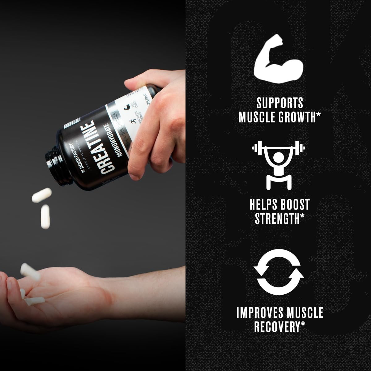 Creatine Monohydrate Capsules for Muscle Growth, Strength, Energy – 150 Ct