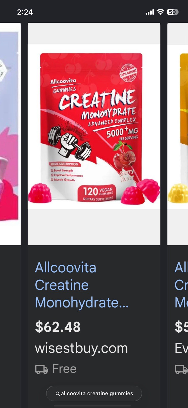 Allcoovita Creatine Monohydrate Gummies 5g