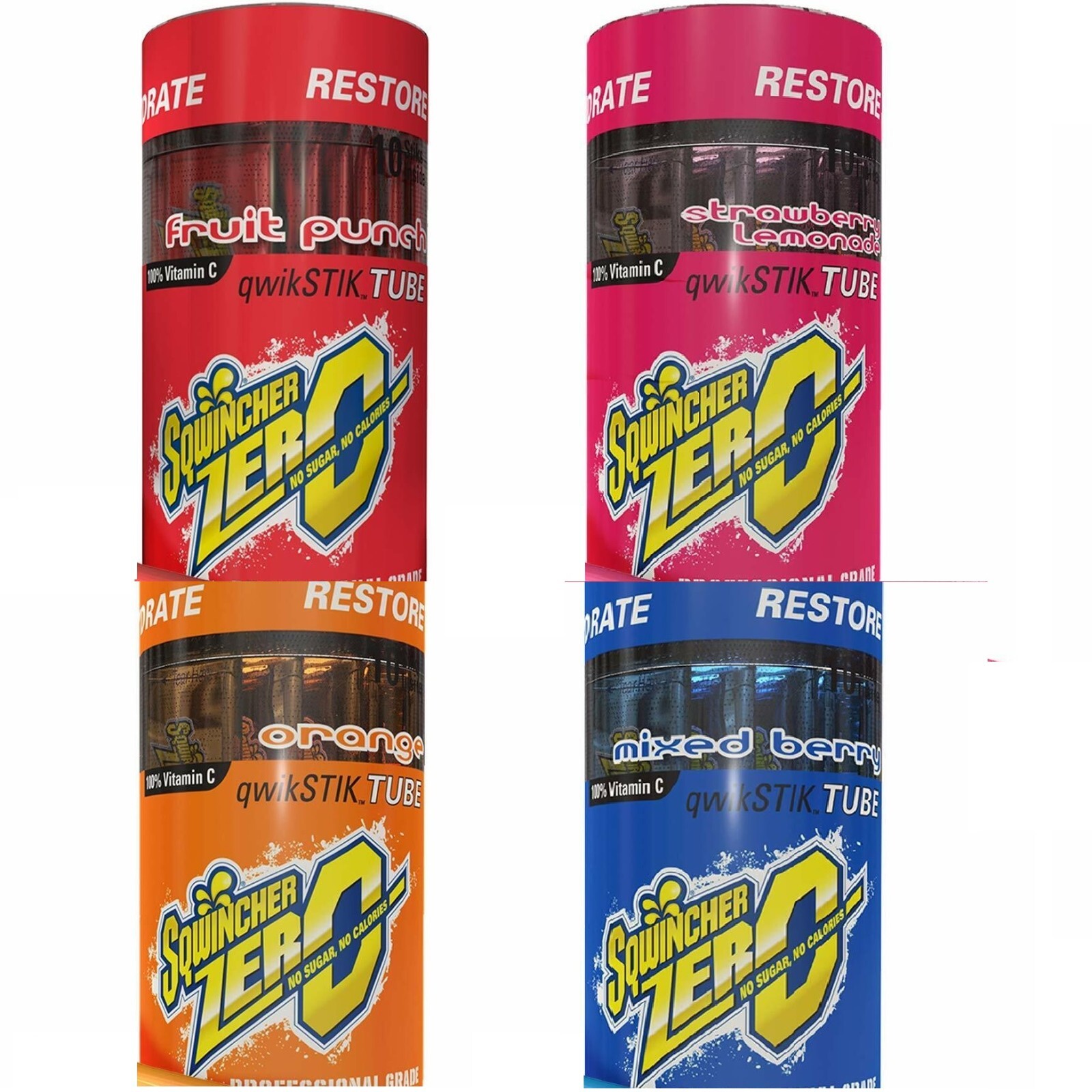 Sqwincher ZERO Sugar Free Electrolyte Powder Beverage MIXED Qwik Stik 4 Pk/Tubes