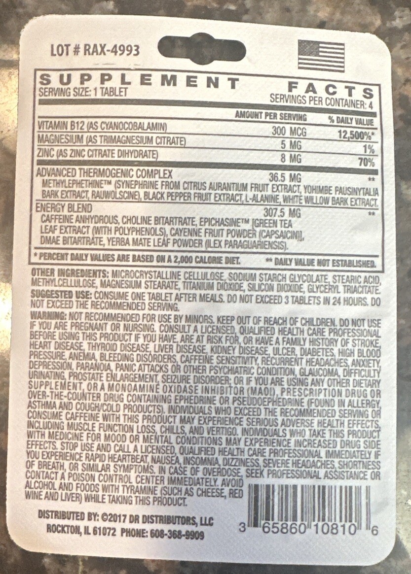 Rapid Action Extreme 2 Way Lasting Energy Boost Metabolism 4 packs 16 Pills USA