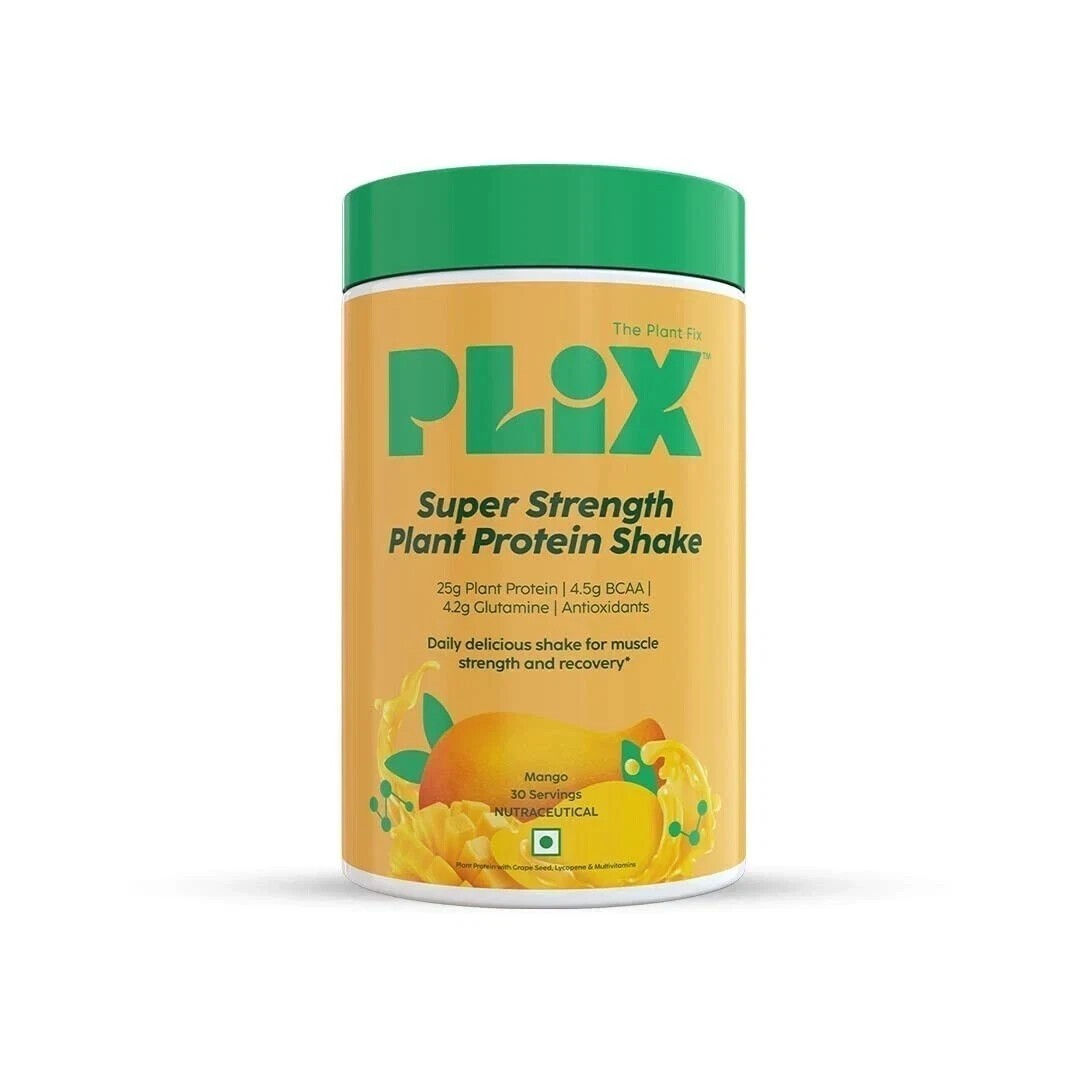 PLIX – THE PLANT FIX Strength Plant Protein Powder – 1 KG (Mango) j796