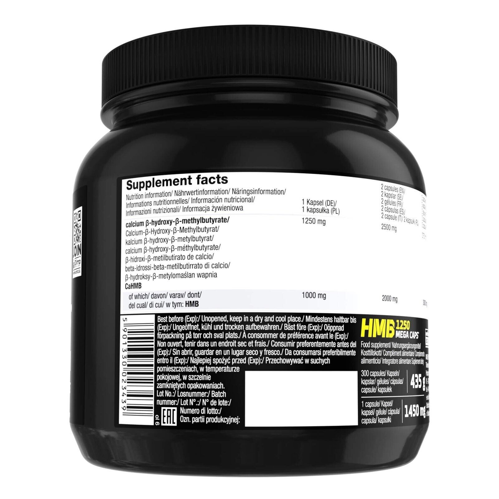 HMB 1250 MEGA CAPS 300 – Build muscle mass, lose fat, TOP quality, GIANT DOSE