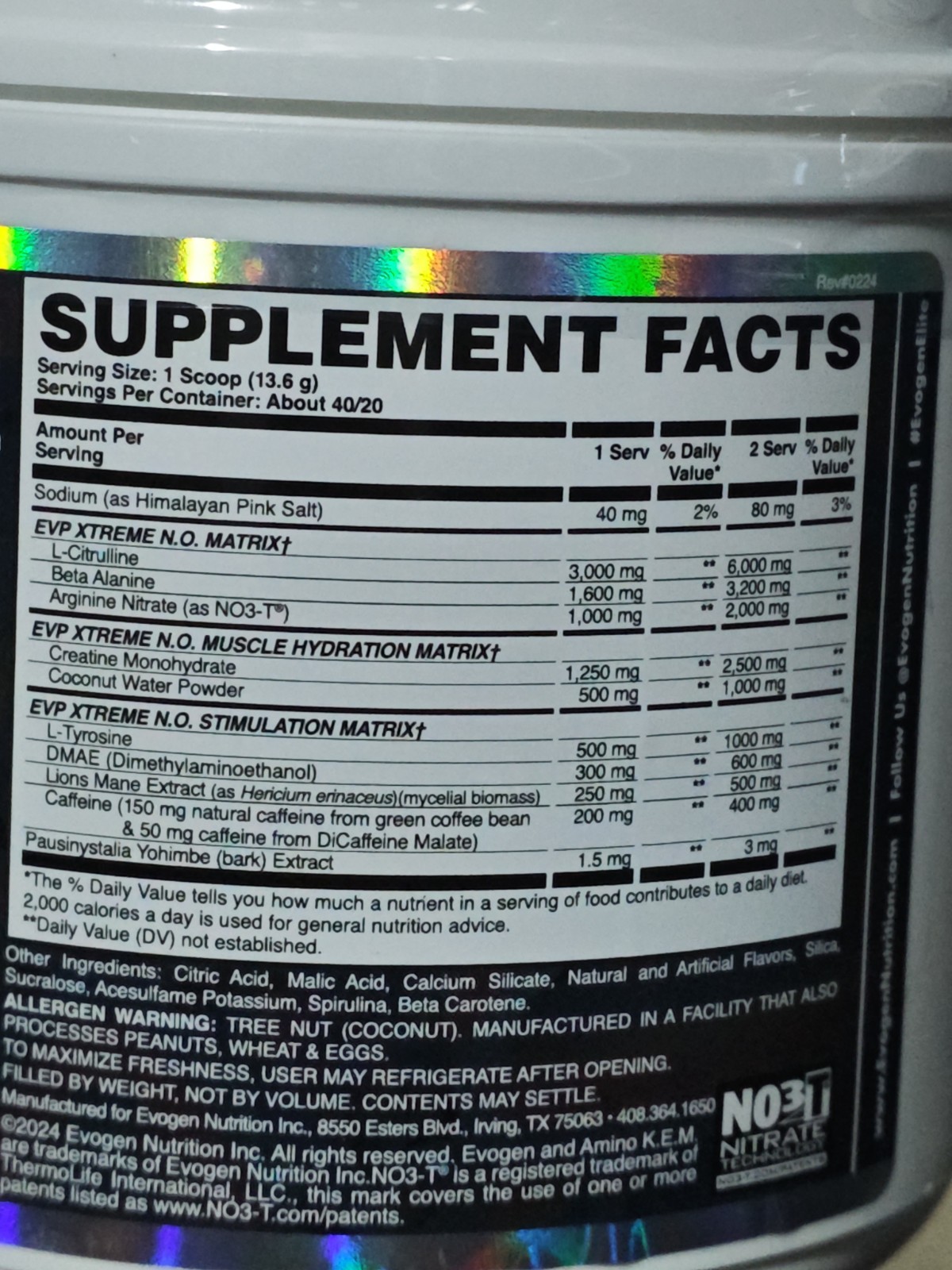 Evogen EVP Xtreme N.O. Elite Pump Powder Sour Candy 1.2lbs