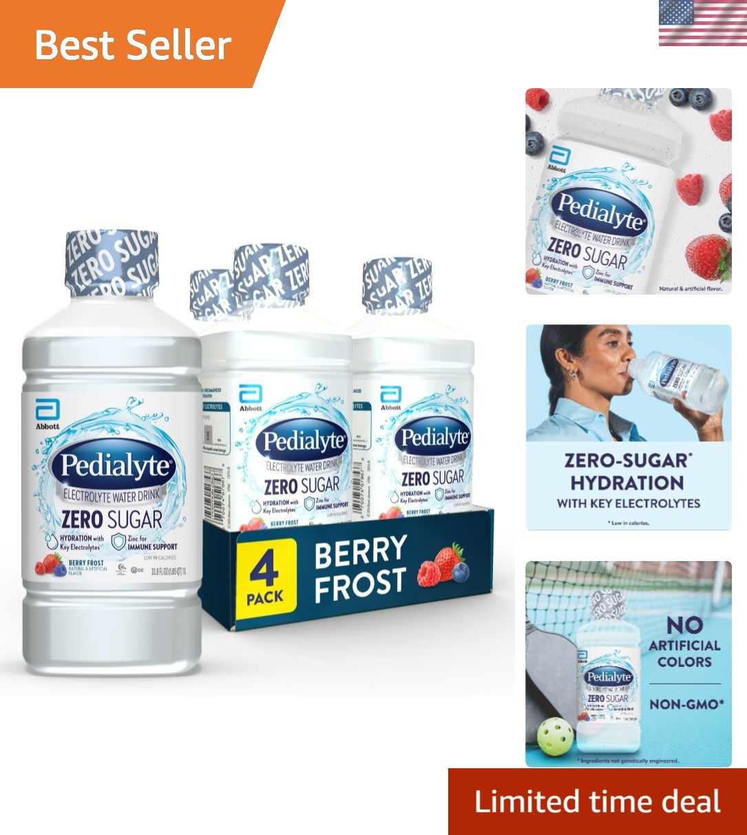 Zero Sugar Hydration: Berry Frost Electrolyte Water, Low-Cal, 4-Pack, 33.8 Fl Oz