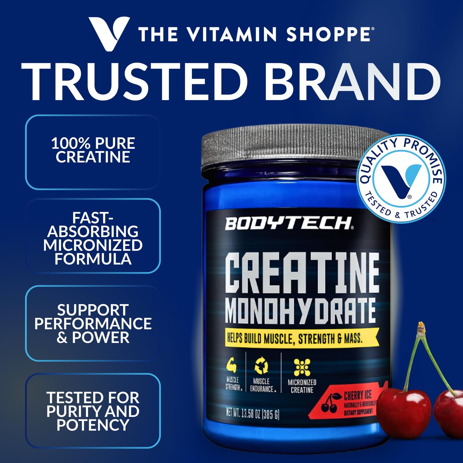 BodyTech 100% Pure Creatine Monohydrate 55 Servings (Pack of 1), No Color