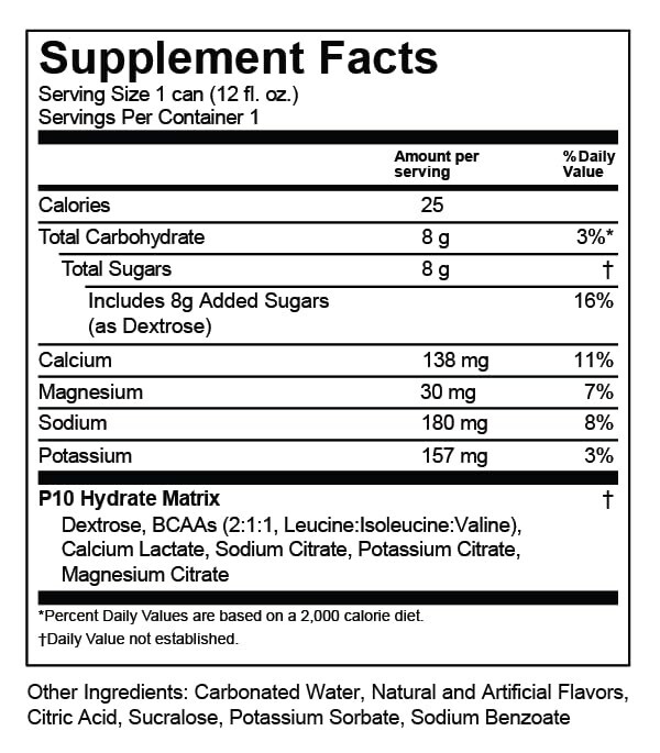 P10 Performance Max Hydration Fitness Recovery Drink – Watermelon (12 x 12 oz)