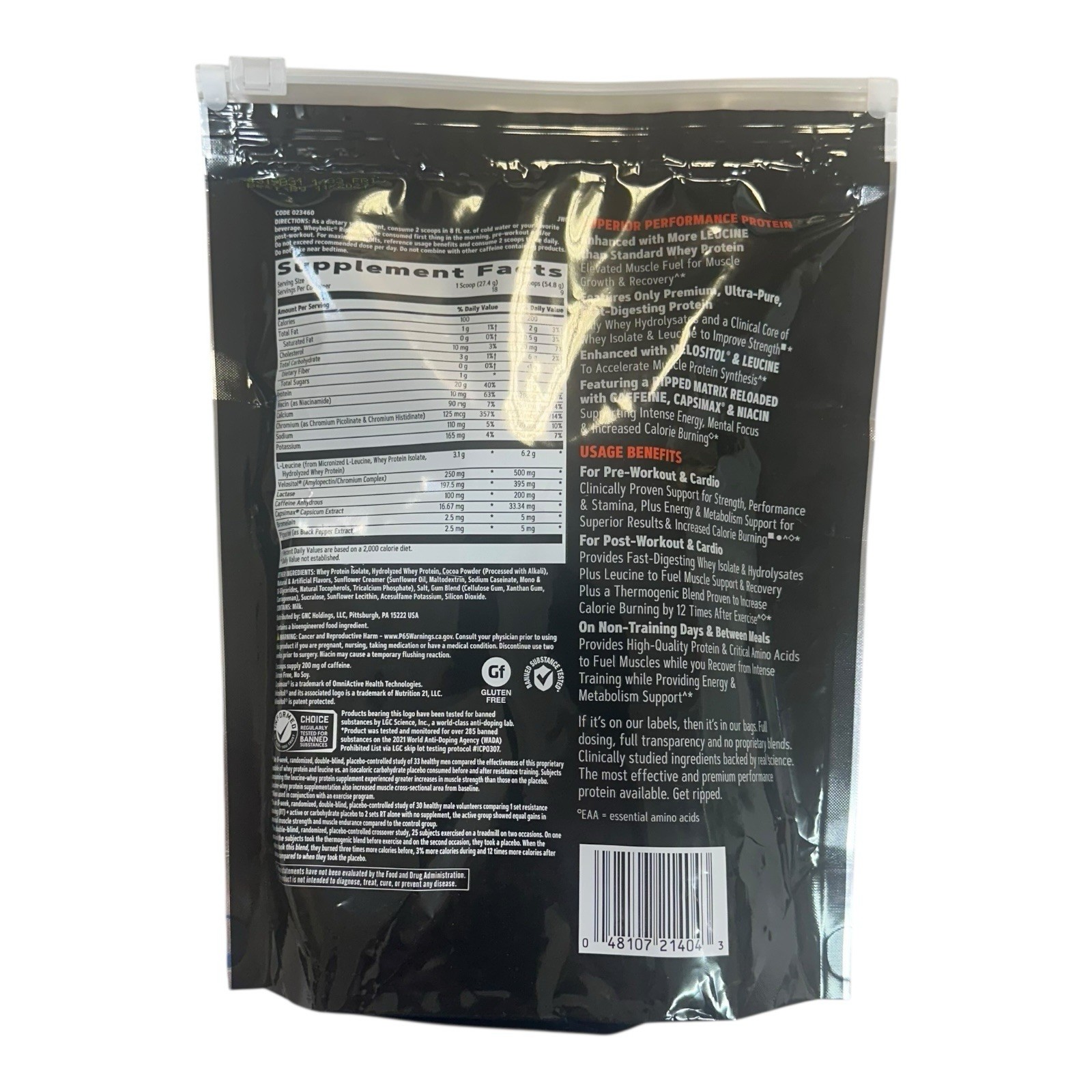 GNC AMP Wheybolic™ Ripped Protein Powder Chocolate Fudge 1.1 LB