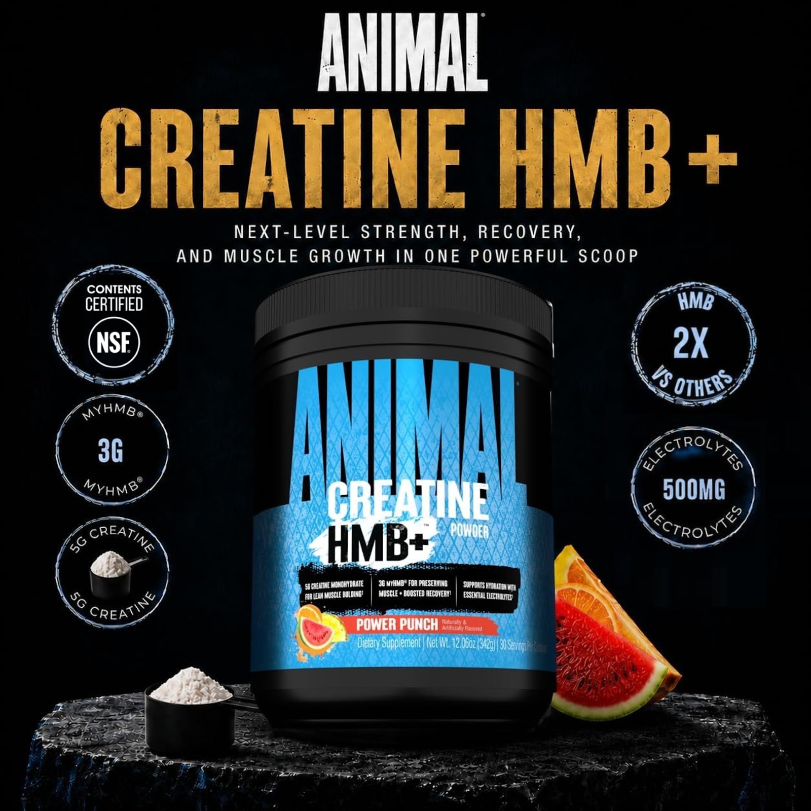 Creatine HMB Powder with Electrolytes – 3g myHMB + 5g Creatine for Energy & Reco