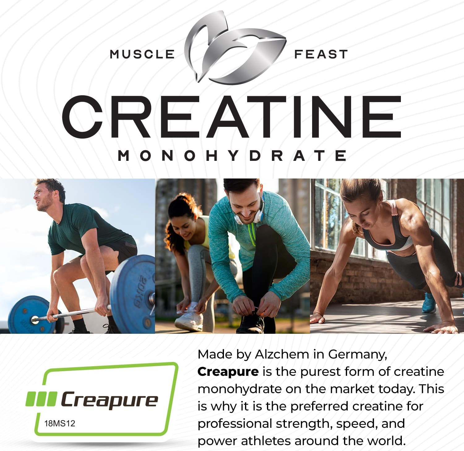 Creapure Creatine Monohydrate Powder, Vegan, Gluten-Free, Blue Raspberry, 300g