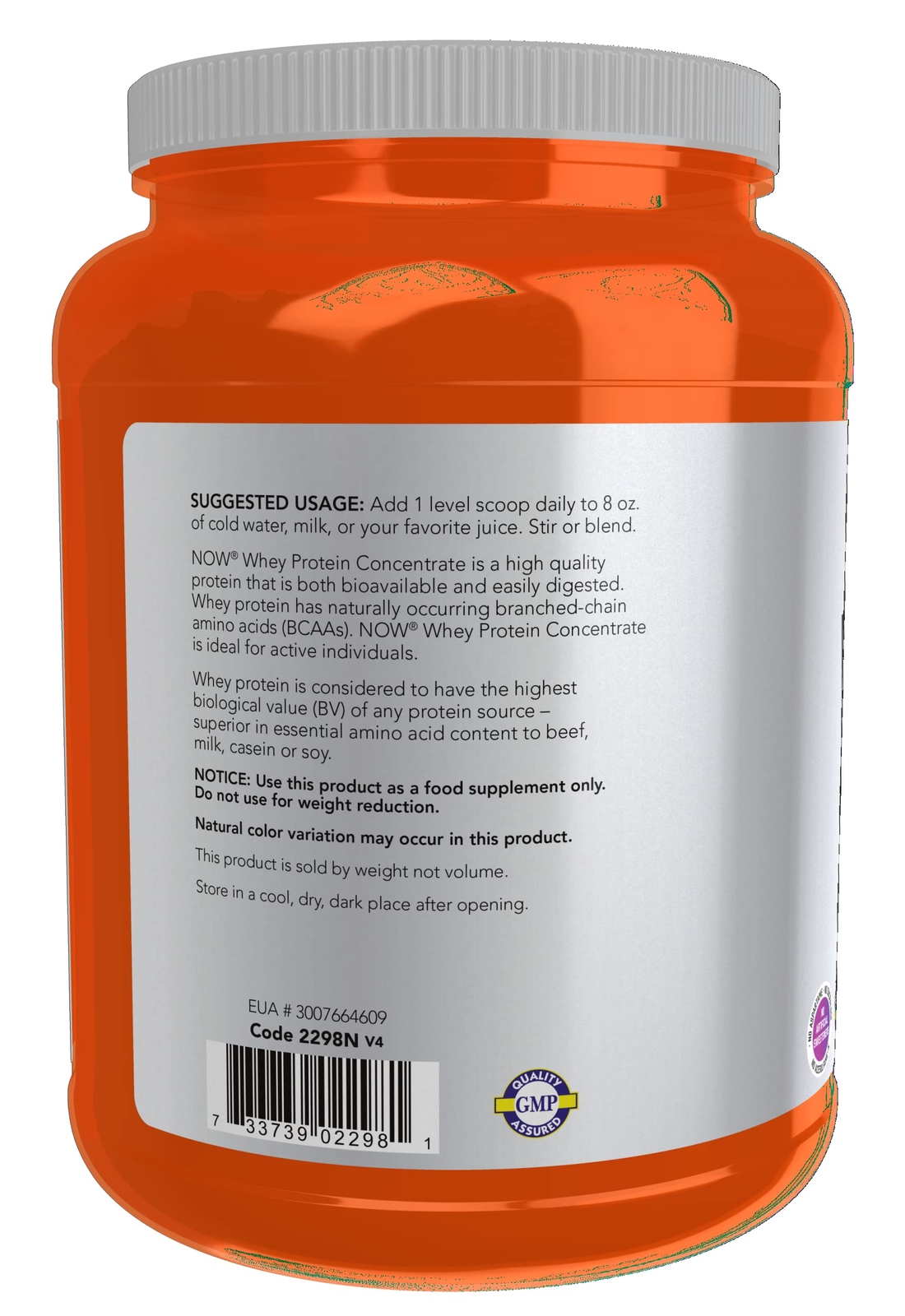 Unflavored Whey Protein Powder 21 Servings BCAAs GMP Quality Assured