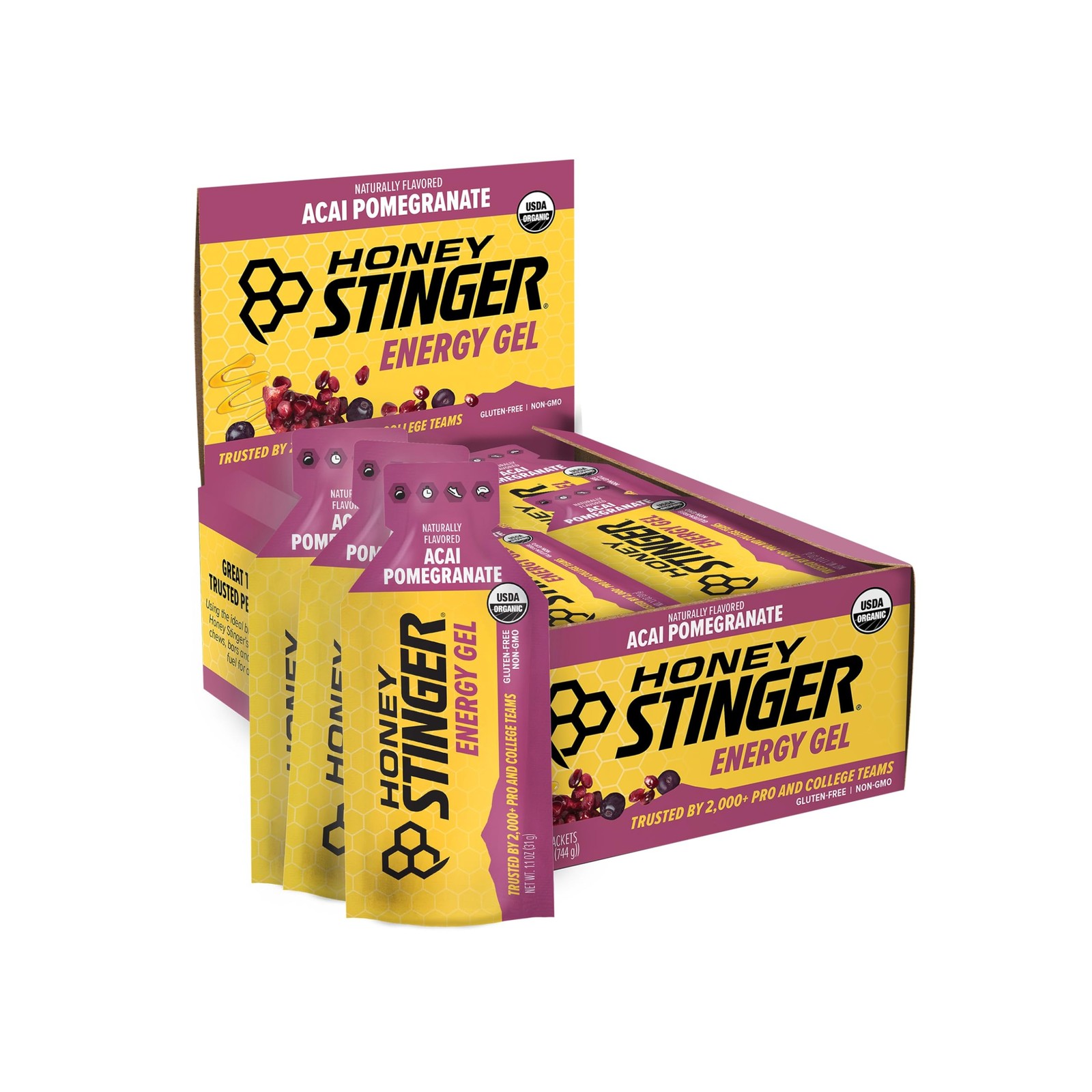 Honey Stinger Organic Acai Pomegranate 1.1 Ounce (Pack of 24), Multicolor
