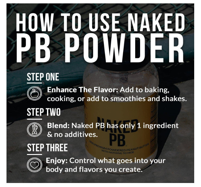 Naked PB 1.5 LB Powdered Peanut Butter – Vegan, No Salt/Sugar, 45 Servings