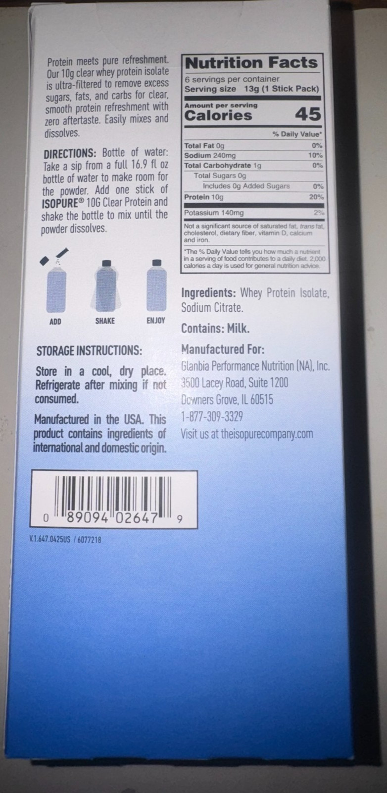 Isopure clear protein 6 servings
