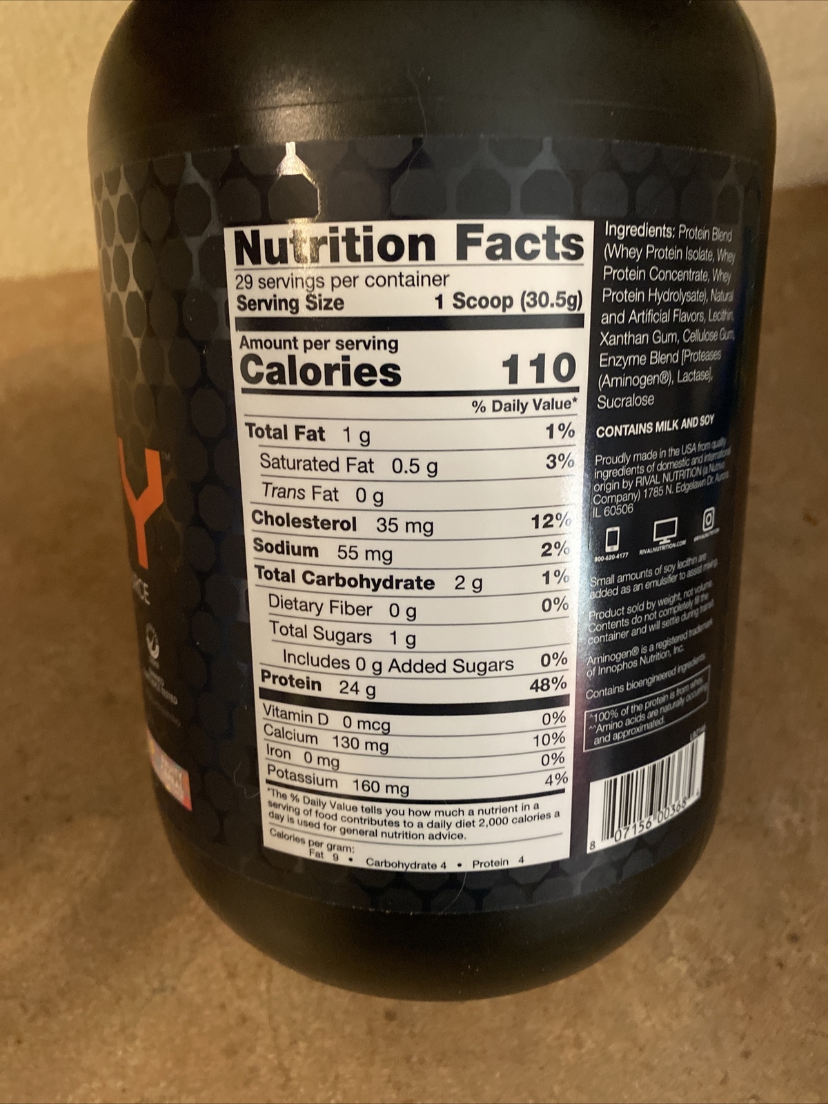 RIVAL NUTRITION :Whey Protein “ Fruity Cereal” 29 SERVINGS , Exp: 05/25
