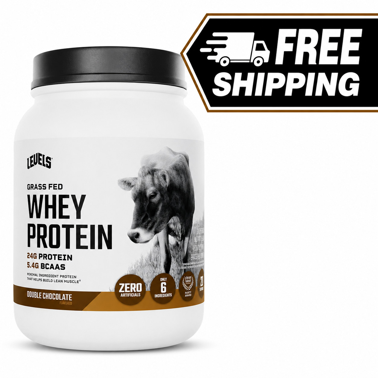 Levels Grass Fed Whey Protein Powder, No Artificials, Protein,Double Chocolate