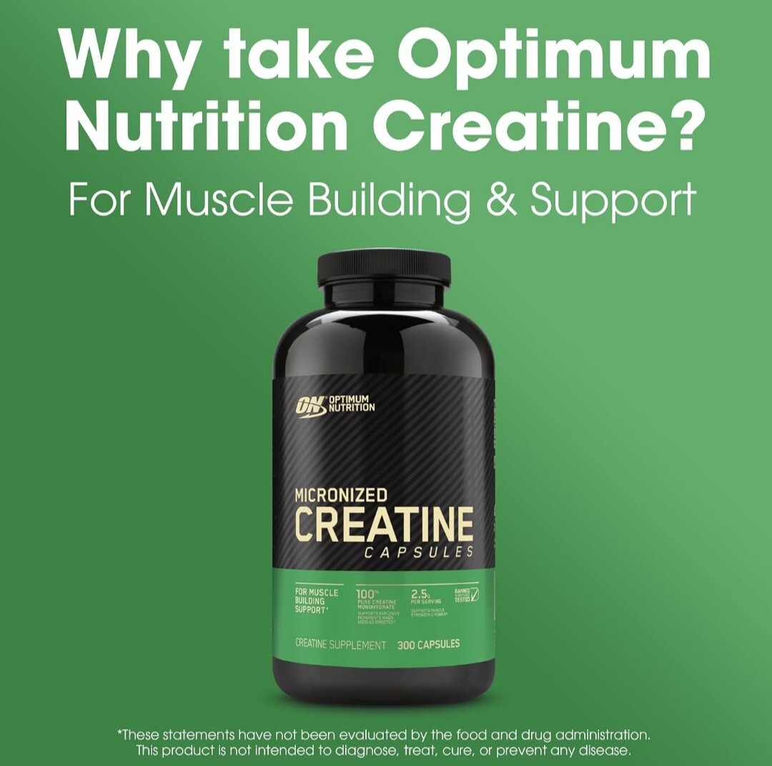 Optimum Nutrition 100% Pure Micronized Creatine Monohydrate 2500mg 300 Capsules