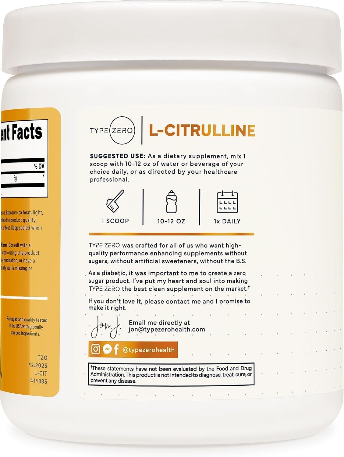 L-Citrulline Powder, 3000mg Pump Pre Workout, 100 Servings