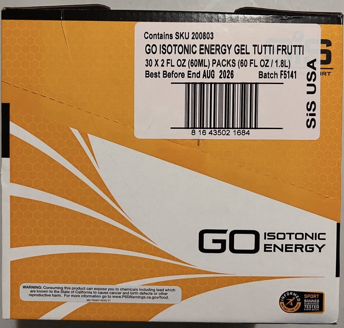30 Pack! Science in Sport Energy Gel SIS Go Isotonic Energy TUTTI FRUTTI