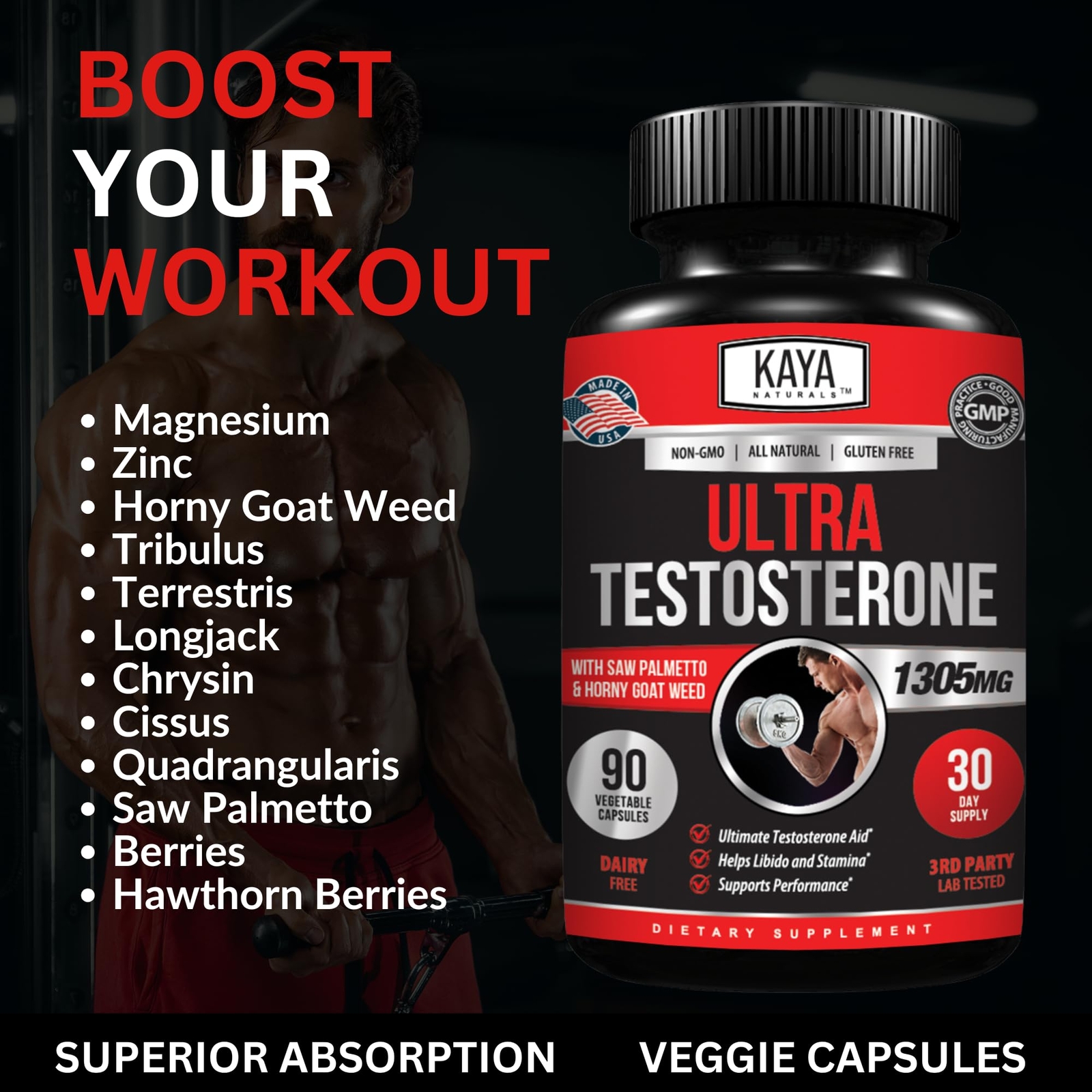 1 Pack TEST BOOST Max Sculptnation Testosterone Build Muscle Men Horny Goat Weed