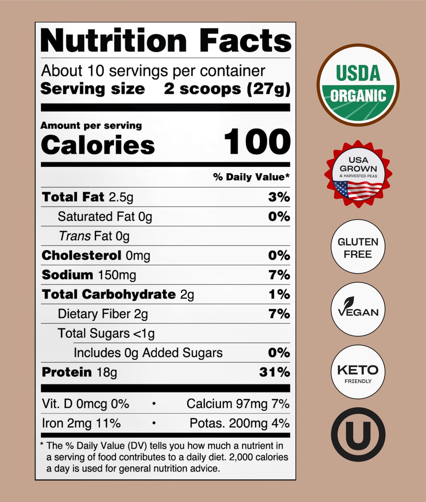 NUFYX Heavenly Protein Powder – Organic American Grown Pea, Vegan, Keto, 50 Cal